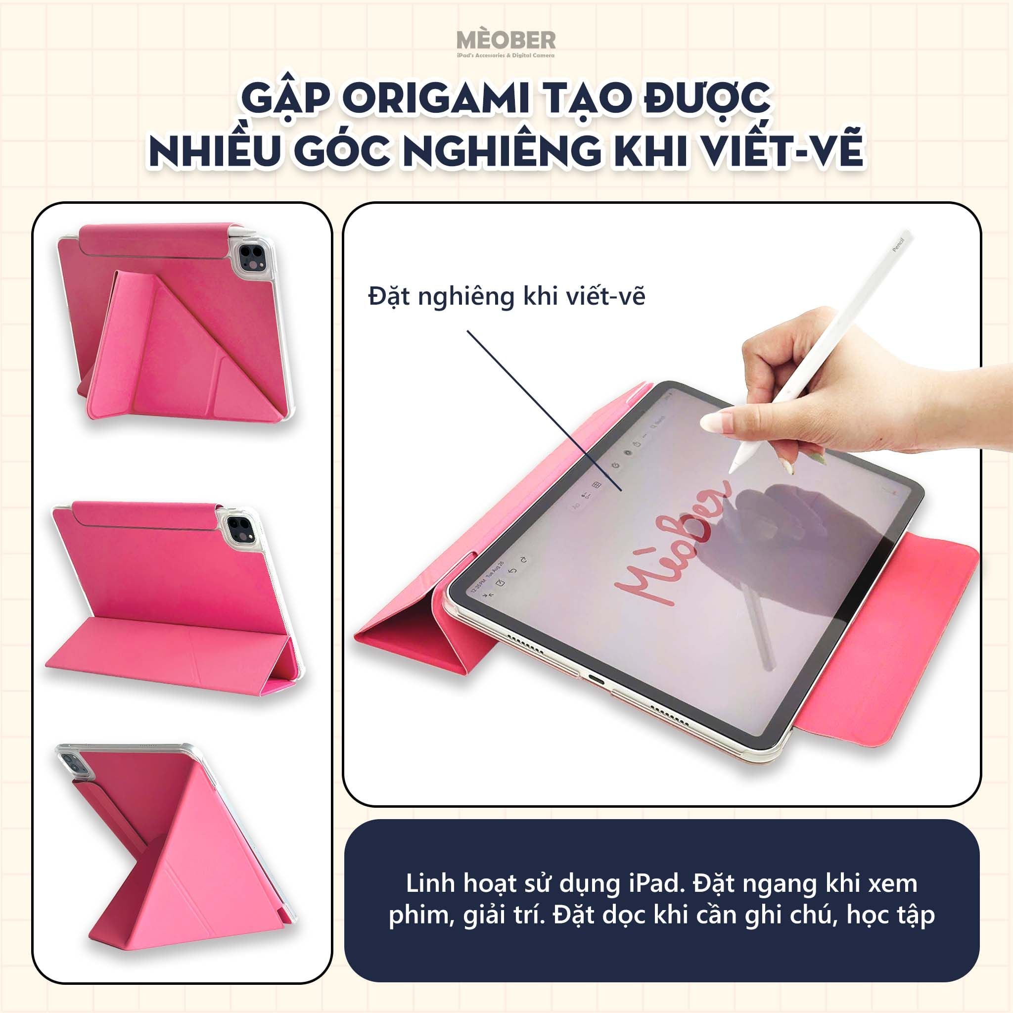  Bao da iPad nam châm Slim Magnetic - Siêu mỏng hít lưng iPad, có viền bảo vệ dành cho Pro M1/M2, M4, Air 4/5/6, Gen 10/11 A16, Mini 6/7 by MèoBer 