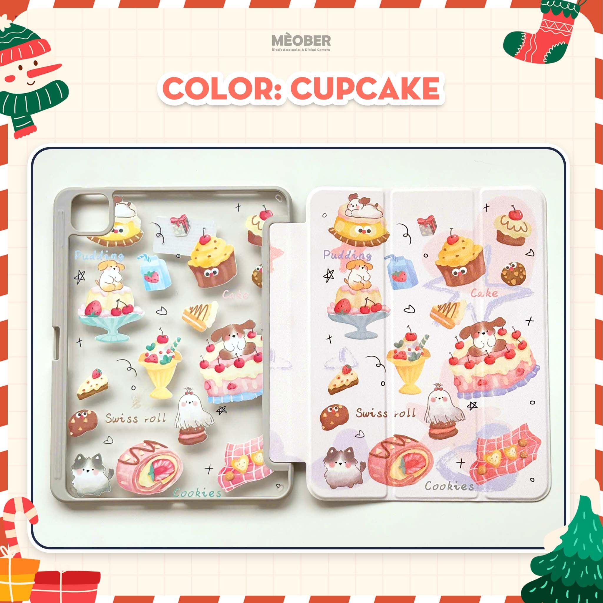  Bao da iPad Cute Origami/Gập 3 XMAS khe bút cố định gấp xếp cho Pro 11, Mini 6/7, Air 4/5/6/7, Gen7/8/9/10/11, Pro M4 by MèoBer 