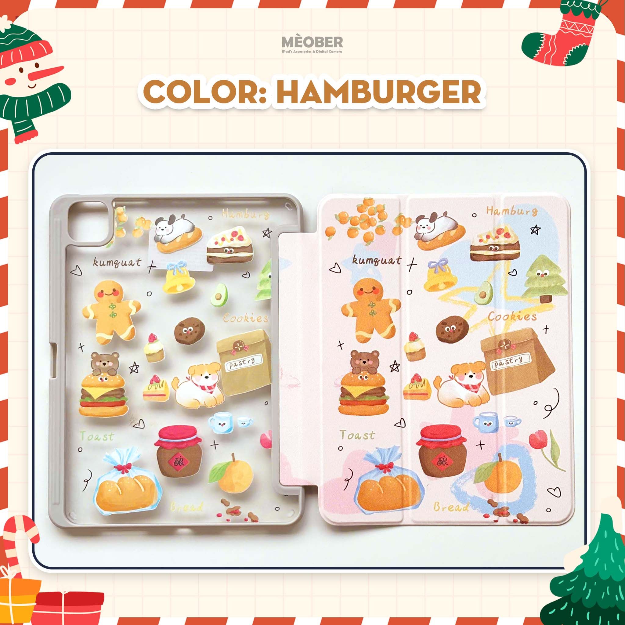  Bao da iPad Cute Origami/Gập 3 XMAS khe bút cố định gấp xếp cho Pro 11, Mini 6/7, Air 4/5/6/7, Gen7/8/9/10/11, Pro M4 by MèoBer 