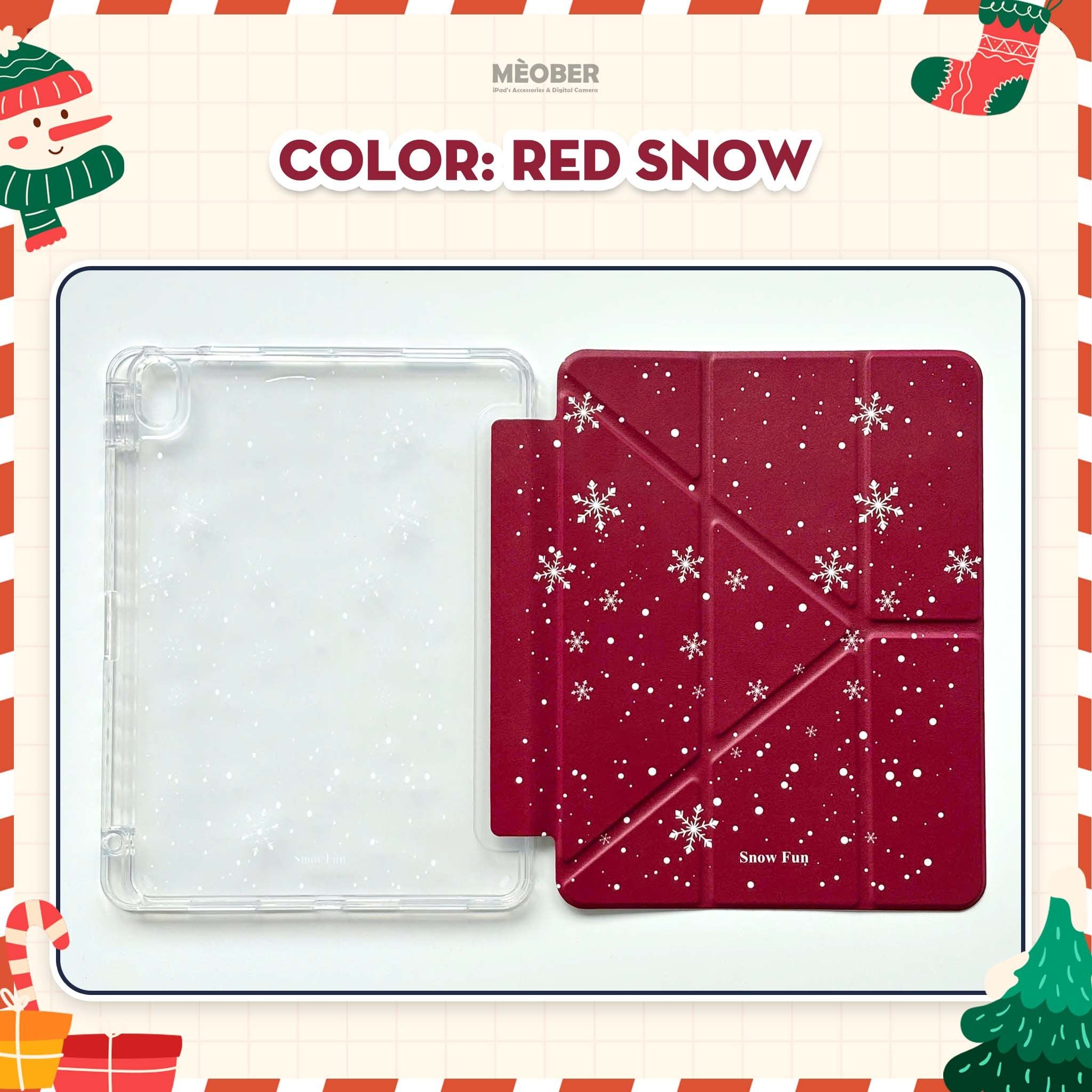  Bao da iPad Cute Origami/Gập 3 XMAS khe bút cố định gấp xếp cho Pro 11, Mini 6/7, Air 4/5/6/7, Gen7/8/9/10/11, Pro M4 by MèoBer 