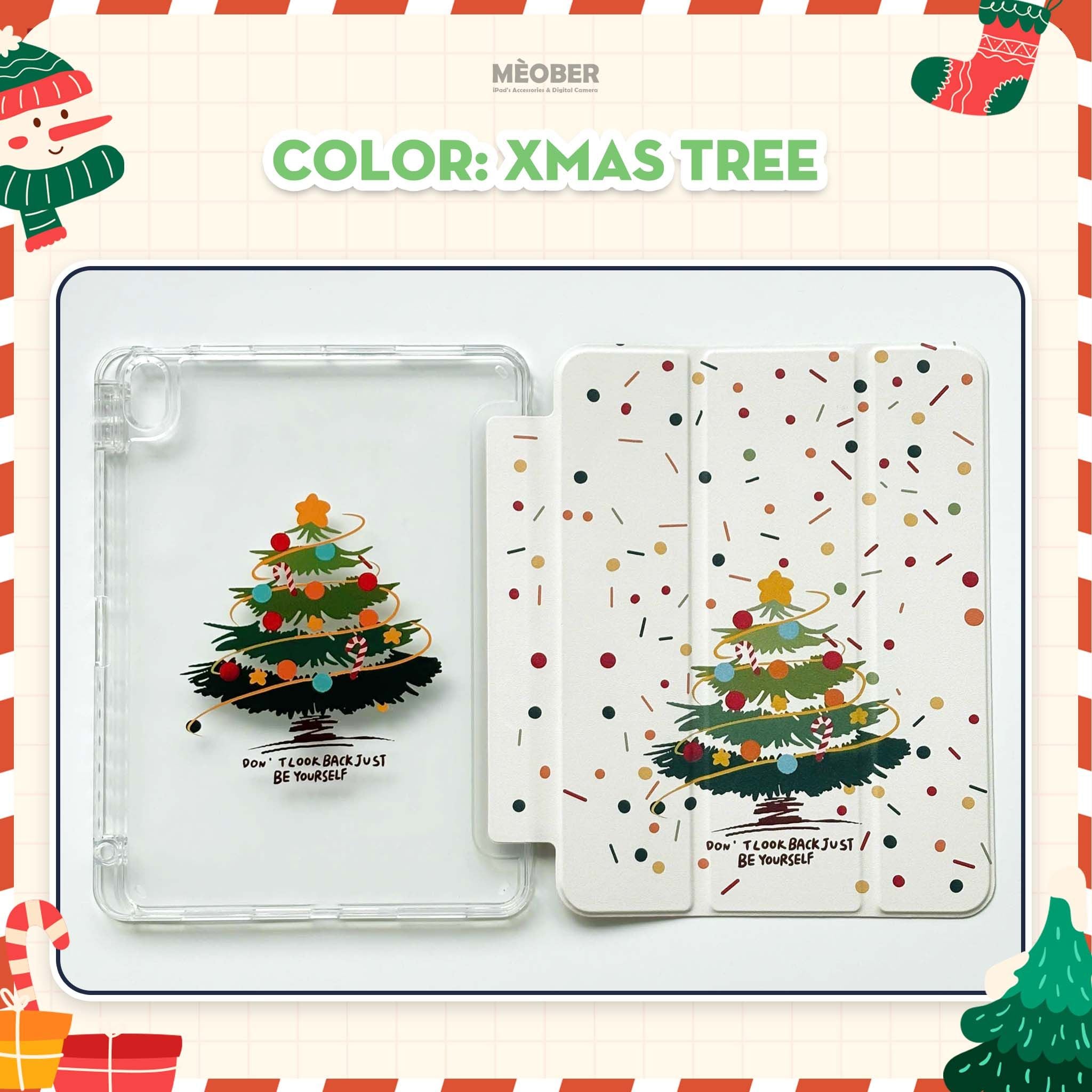  Bao da iPad Cute Origami/Gập 3 XMAS khe bút cố định gấp xếp cho Pro 11, Mini 6/7, Air 4/5/6/7, Gen7/8/9/10/11, Pro M4 by MèoBer 