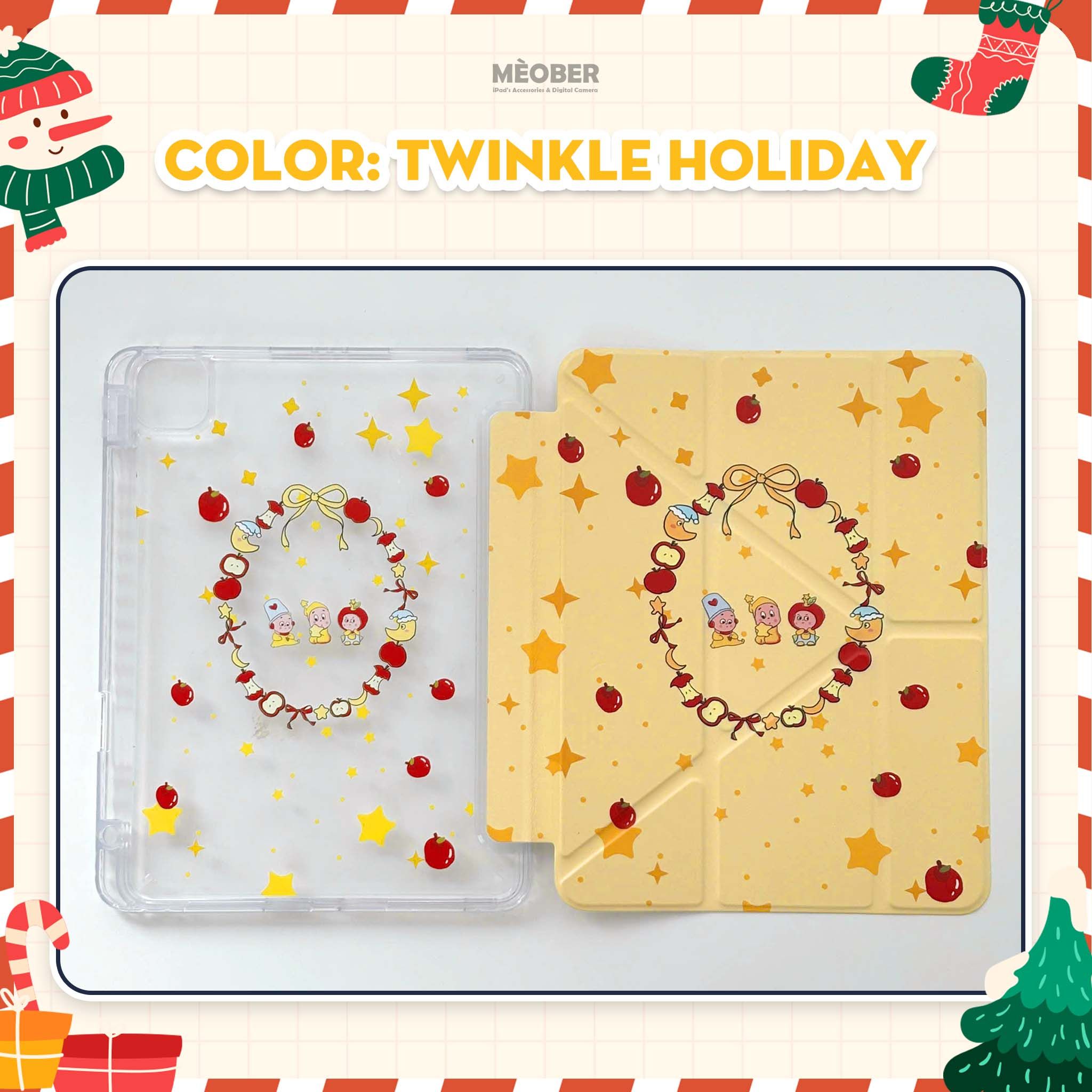  Bao da iPad Cute Origami/Gập 3 XMAS khe bút cố định gấp xếp cho Pro 11, Mini 6/7, Air 4/5/6/7, Gen7/8/9/10/11, Pro M4 by MèoBer 