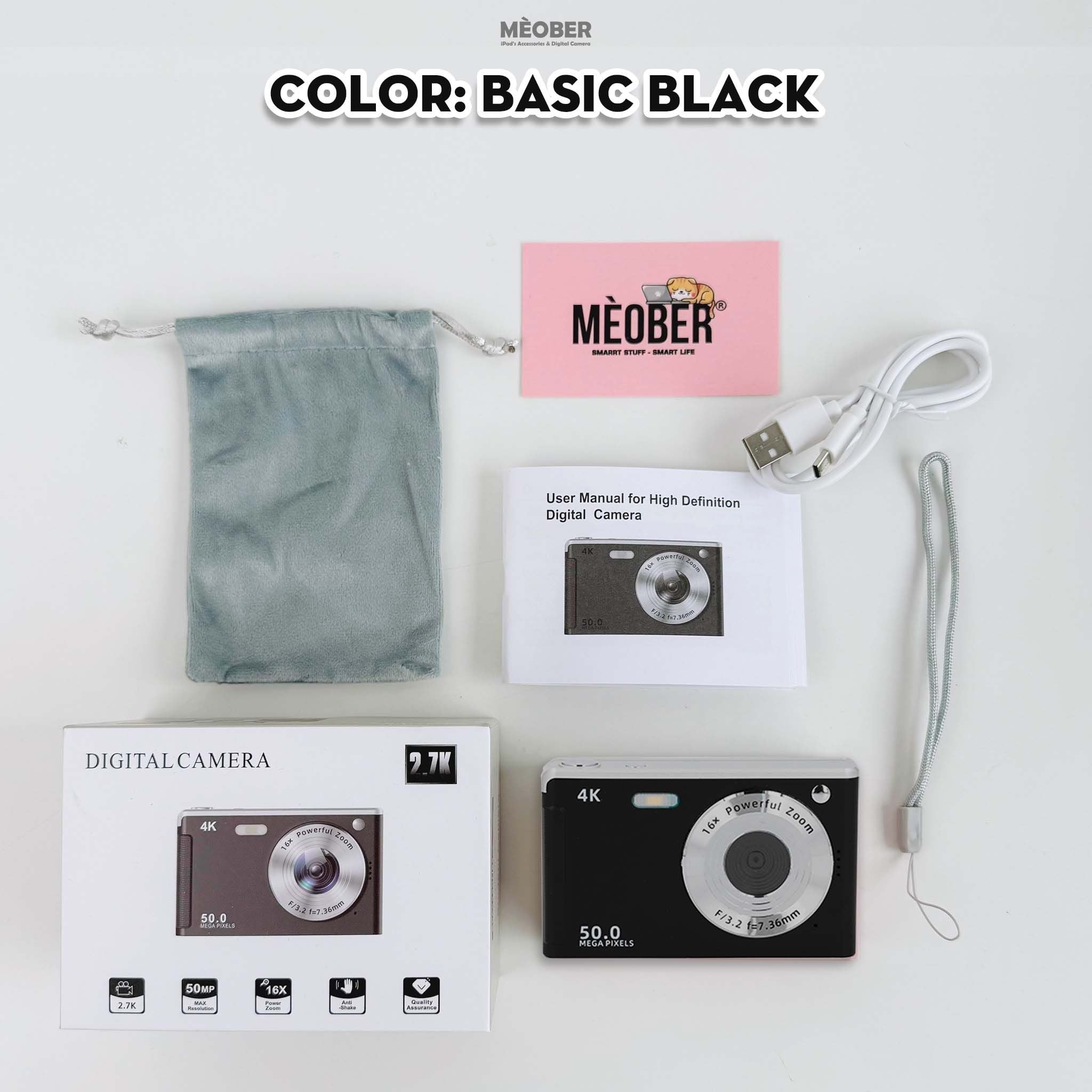  [Tặng thẻ nhớ] Máy ảnh kĩ thuật số digital CCD Pro Camera - quay, chụp 50MP sắc nét, nhỏ gọn phong cách Y2K by MèoBer 