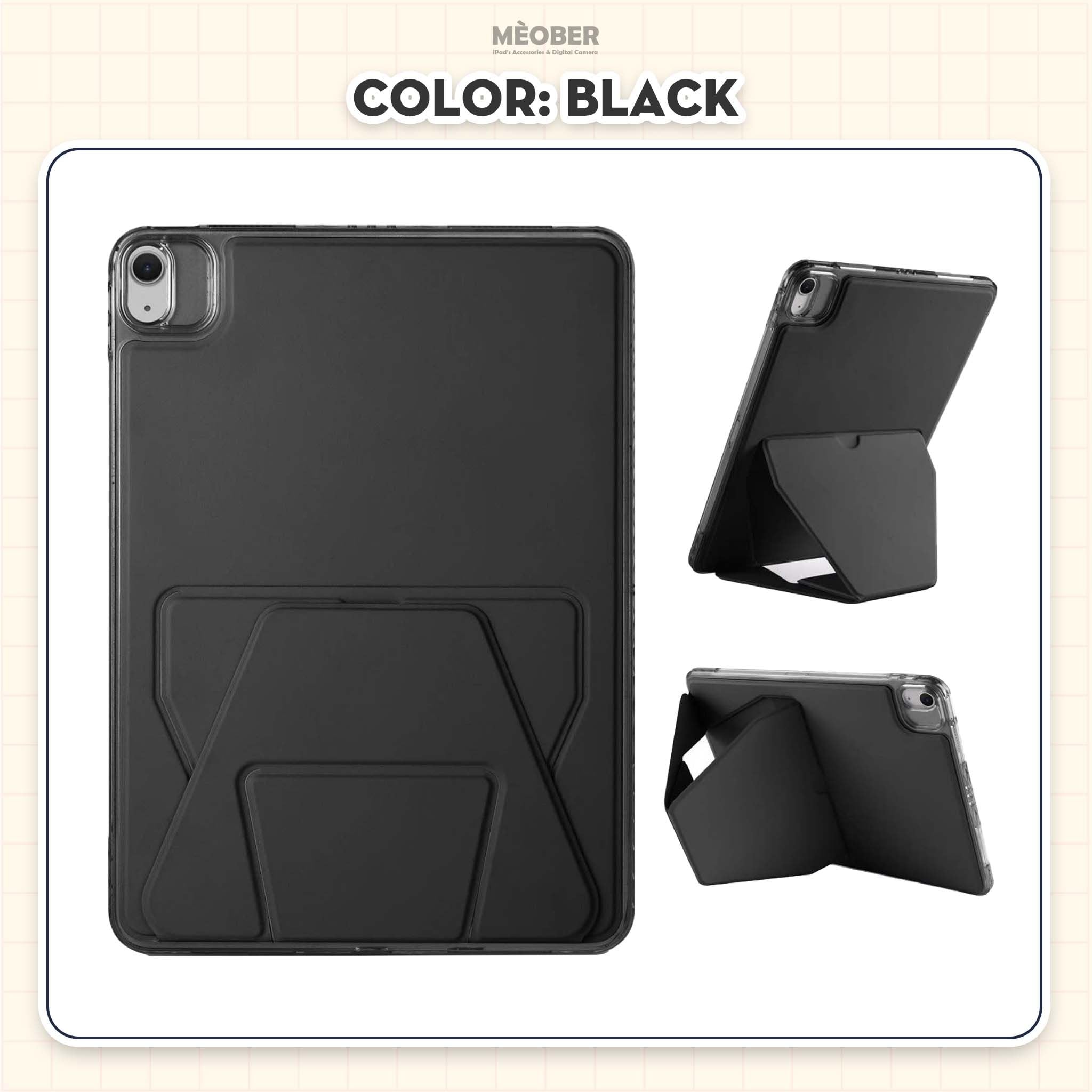  Ốp lưng iPad kiêm giá đỡ Basic Flexible Stand - Có chân đứng xoay ngang dọc, Chống sốc, va đập, Chống trầy xước by MèoBer 