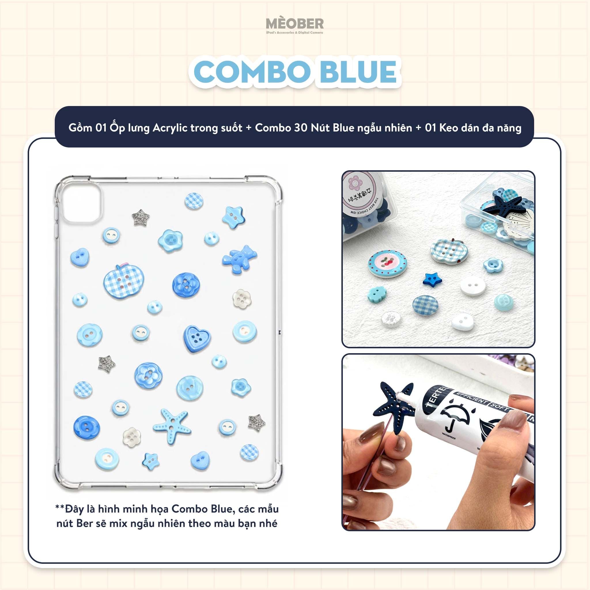  Ốp iPad Acrylic trong suốt Liquid DIY Button Decor Pro 11, Air 4/5/6/7, Gen7/8/9/10/11, Pro M4 - lưng trong suốt kèm nút và keo dán by MèoBer 