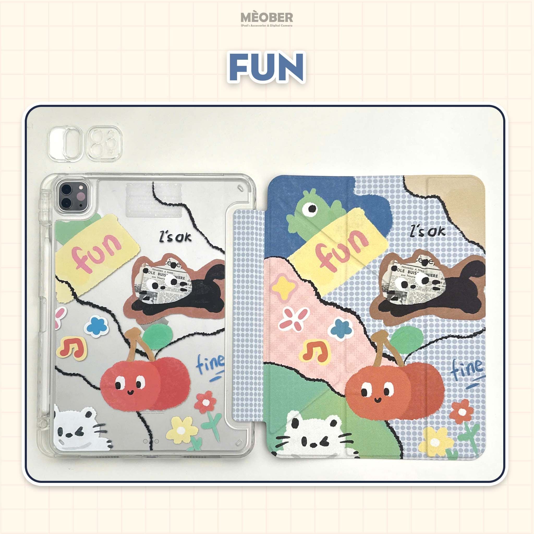  Bao da iPad Cute Origami Daily khe bút cố định gấp xếp xoay 360 cho Pro 11, Mini 6/7, Air 4/5/6/7, Gen7/8/9/10/11, Pro M4 by MèoBer 