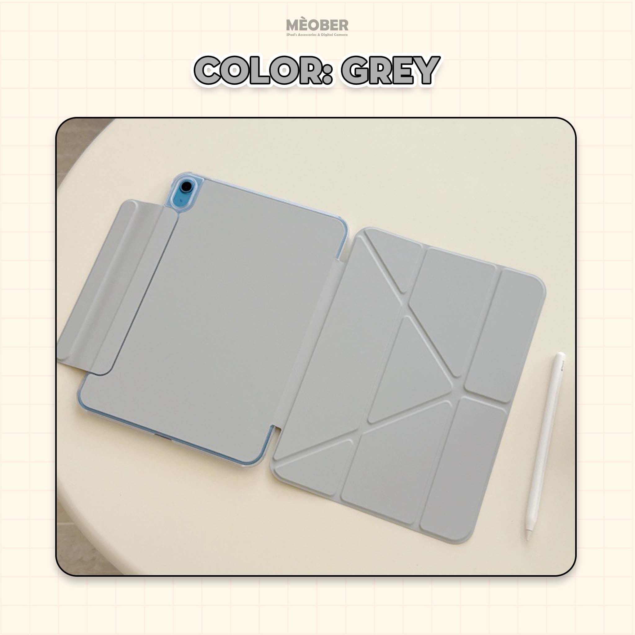  Bao da iPad nam châm Slim Magnetic - Siêu mỏng hít lưng iPad, có viền bảo vệ dành cho Pro M1/M2, M4, Air 4/5/6, Gen 10/11 A16, Mini 6/7 by MèoBer 