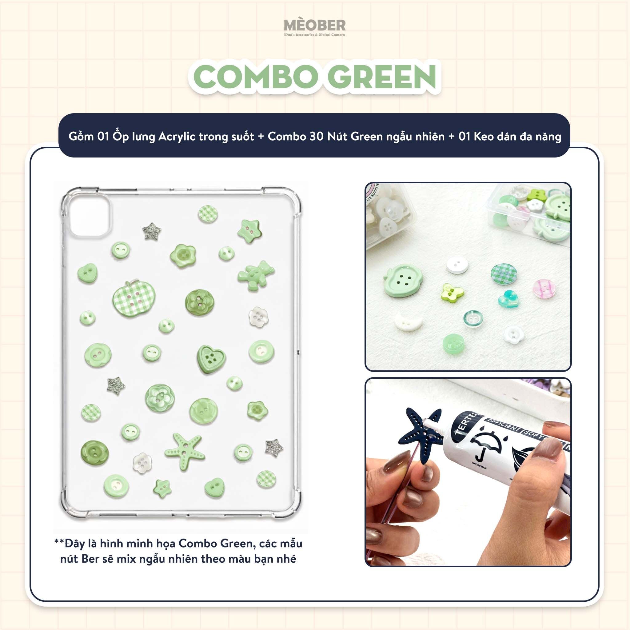  Ốp iPad Acrylic trong suốt Liquid DIY Button Decor Pro 11, Air 4/5/6/7, Gen7/8/9/10/11, Pro M4 - lưng trong suốt kèm nút và keo dán by MèoBer 