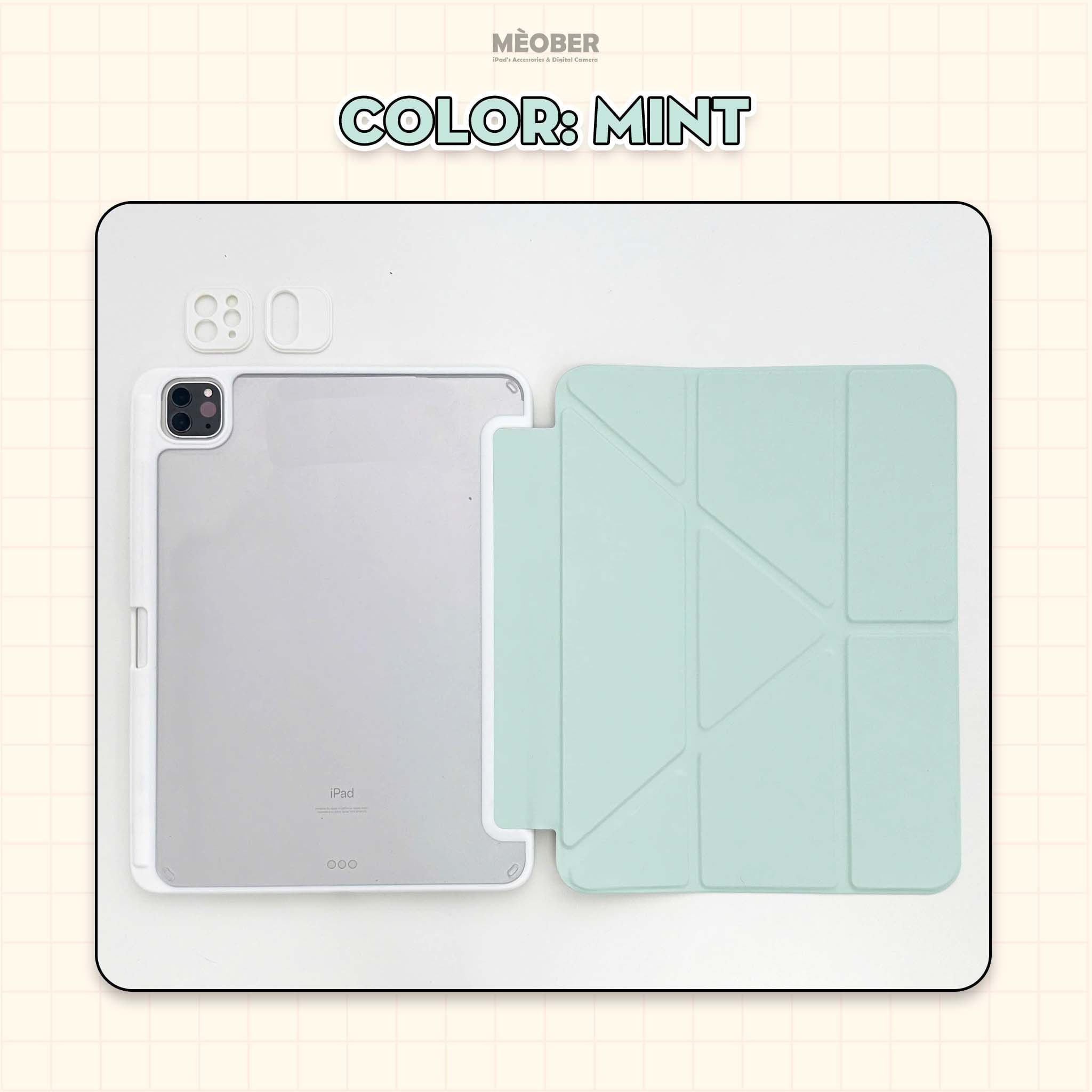  Bao da iPad Origami Pastel, gấp xếp xoay 360 cho Pro 11, Mini 6/7, Air 4/5/6/7, Gen10/11 A16, Pro M4 - lưng trong viền đồng màu by MèoBer 