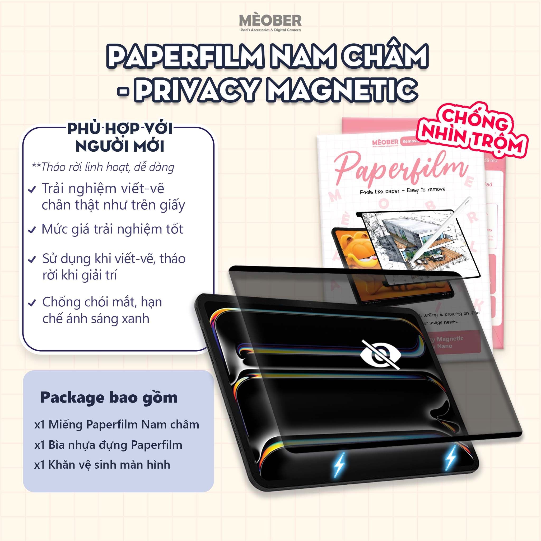 Paperlike Tháo Rời] Dán iPad BerPaper Magnetic Nano by Meober