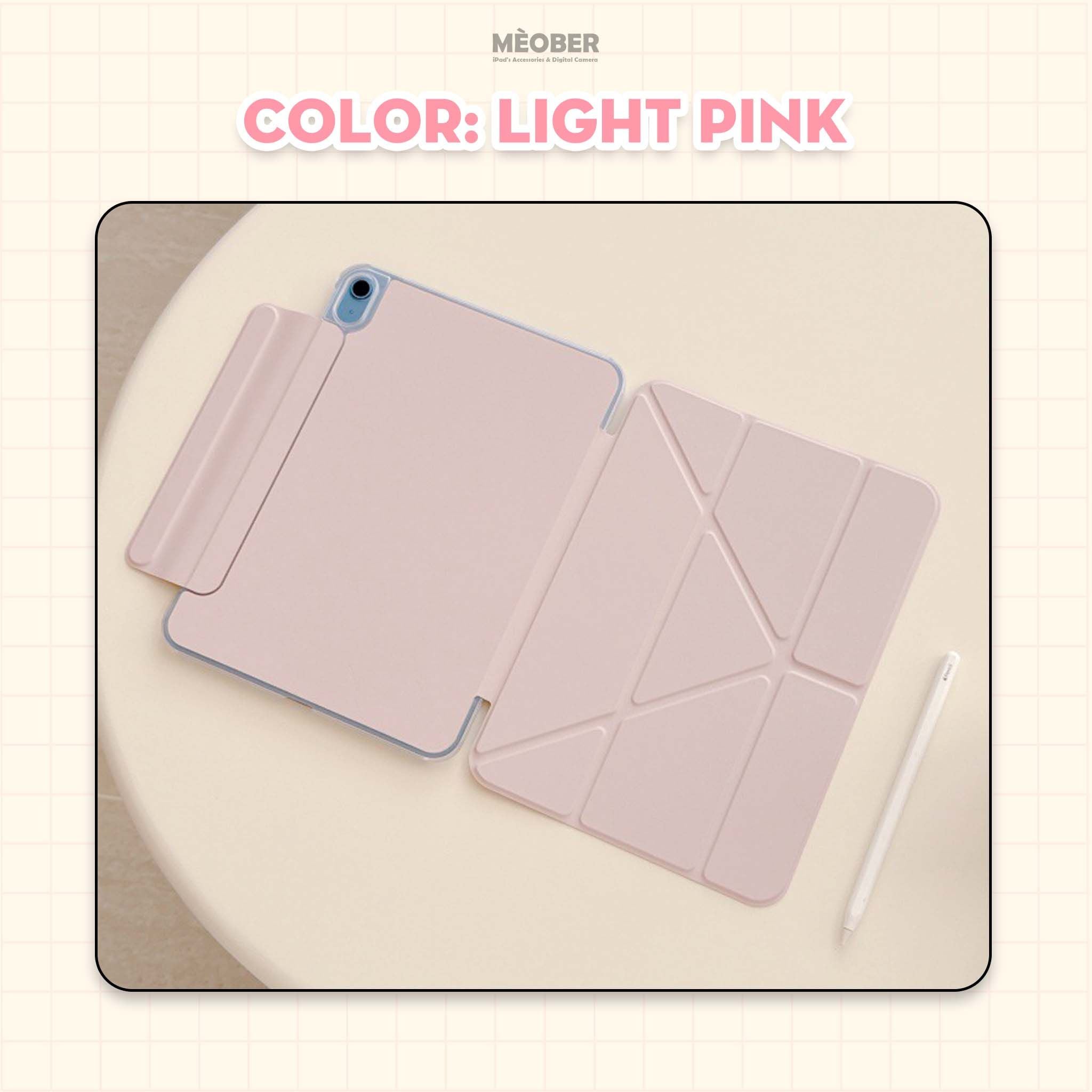  Bao da iPad nam châm Slim Magnetic - Siêu mỏng hít lưng iPad, có viền bảo vệ dành cho Pro M1/M2, M4, Air 4/5/6, Gen 10/11 A16, Mini 6/7 by MèoBer 