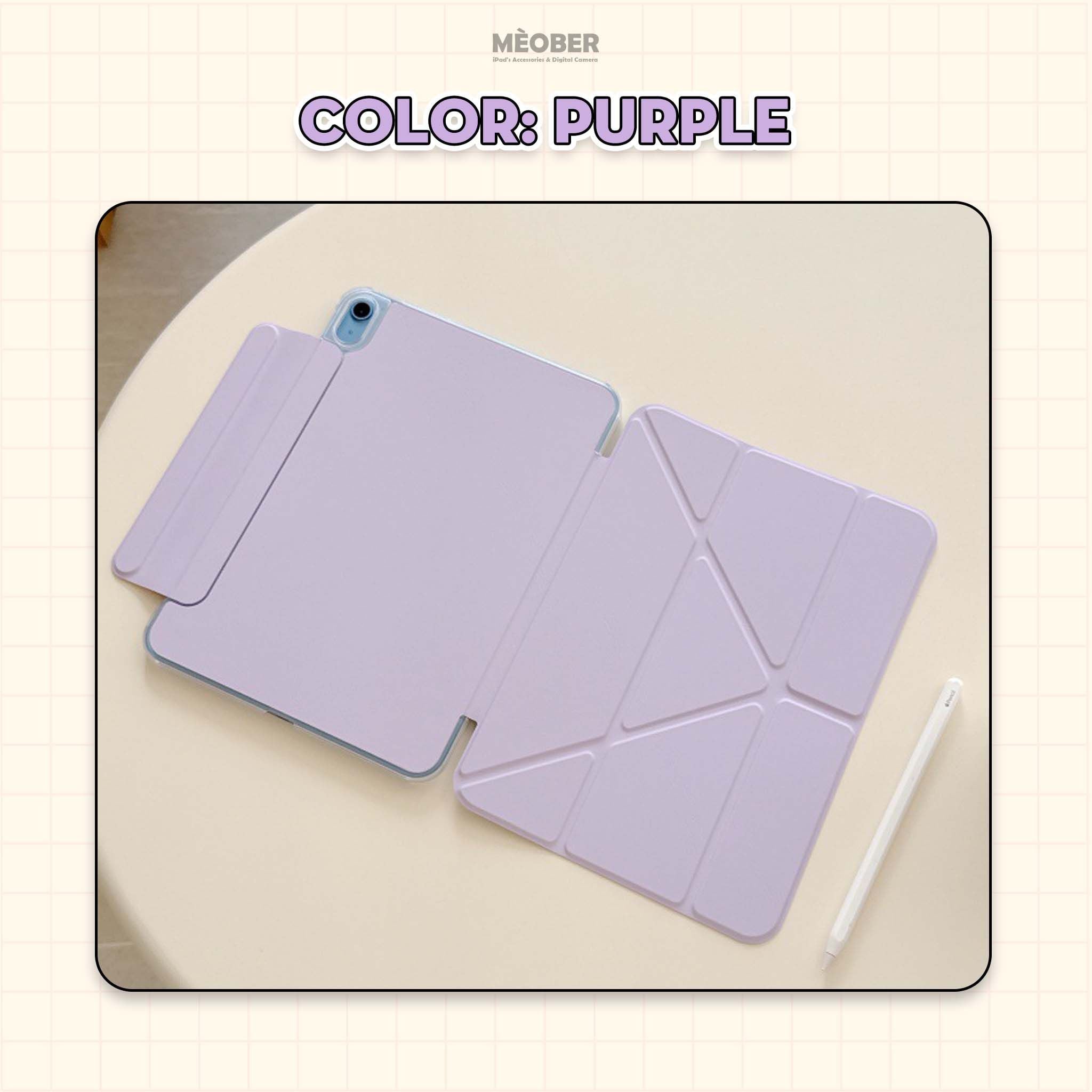  Bao da iPad nam châm Slim Magnetic - Siêu mỏng hít lưng iPad, có viền bảo vệ dành cho Pro M1/M2, M4, Air 4/5/6, Gen 10/11 A16, Mini 6/7 by MèoBer 