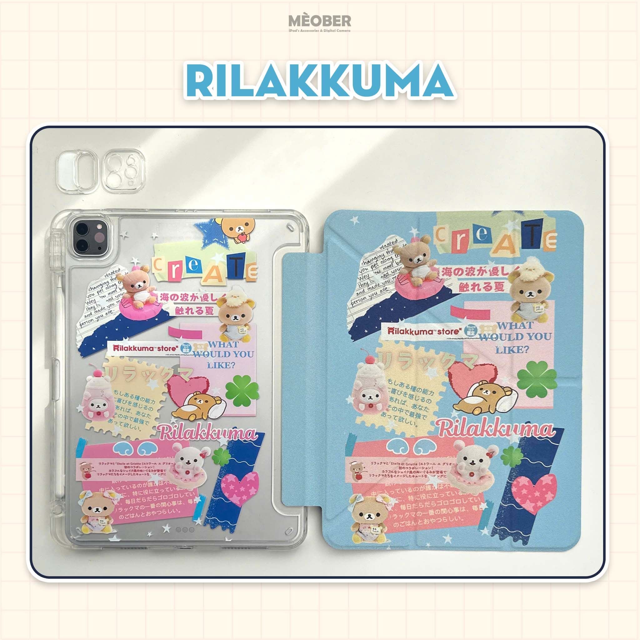  Bao da iPad Cute Origami Daily khe bút cố định gấp xếp xoay 360 cho Pro 11, Mini 6/7, Air 4/5/6/7, Gen7/8/9/10/11, Pro M4 by MèoBer 