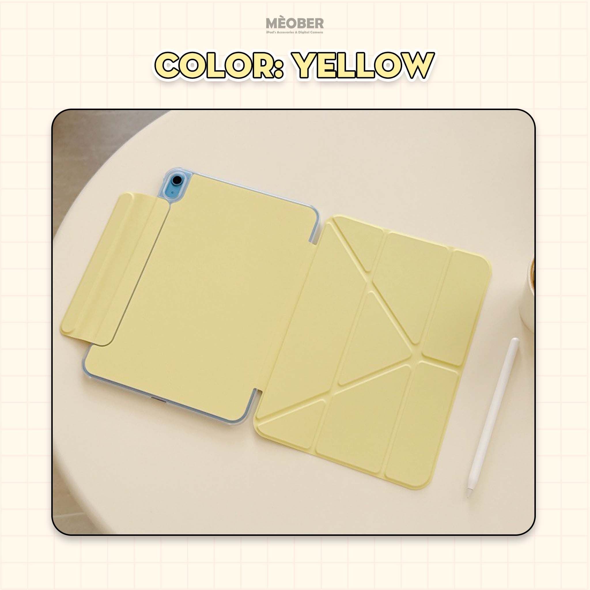  Bao da iPad nam châm Slim Magnetic - Siêu mỏng hít lưng iPad, có viền bảo vệ dành cho Pro M1/M2, M4, Air 4/5/6, Gen 10/11 A16, Mini 6/7 by MèoBer 