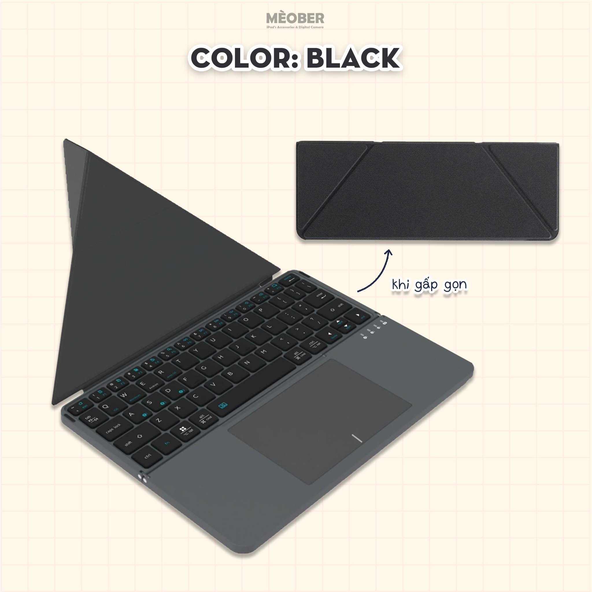  Bàn phím gập kiêm giá đỡ Foldable Keyboard dành cho iPad, Smartphone, Laptop, kết nối Bluetooth 3-in-1, stand cover tháo rời by MèoBer 