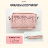  Túi đựng phụ kiện, máy ảnh, đa năng Soft Ribbon  - Thiết kế họa tiết nơ tối giản, chia ngăn thông minh by MèoBer 