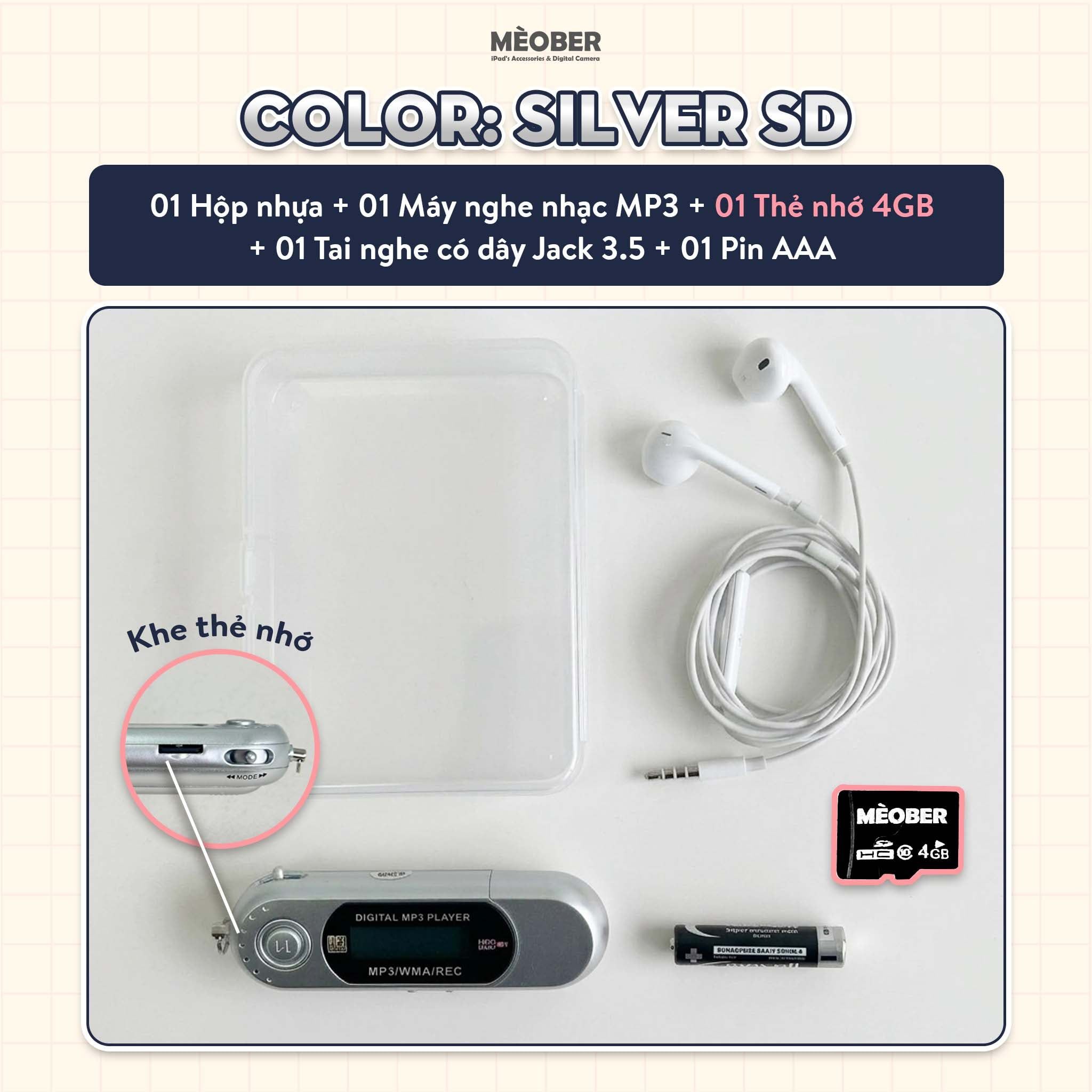  Máy nghe nhạc MP3 kỹ thuật số mini, màn hình LCD, hỗ trợ nghe Đài FM, lắp thẻ nhớ, vibe Y2K by MèoBer 