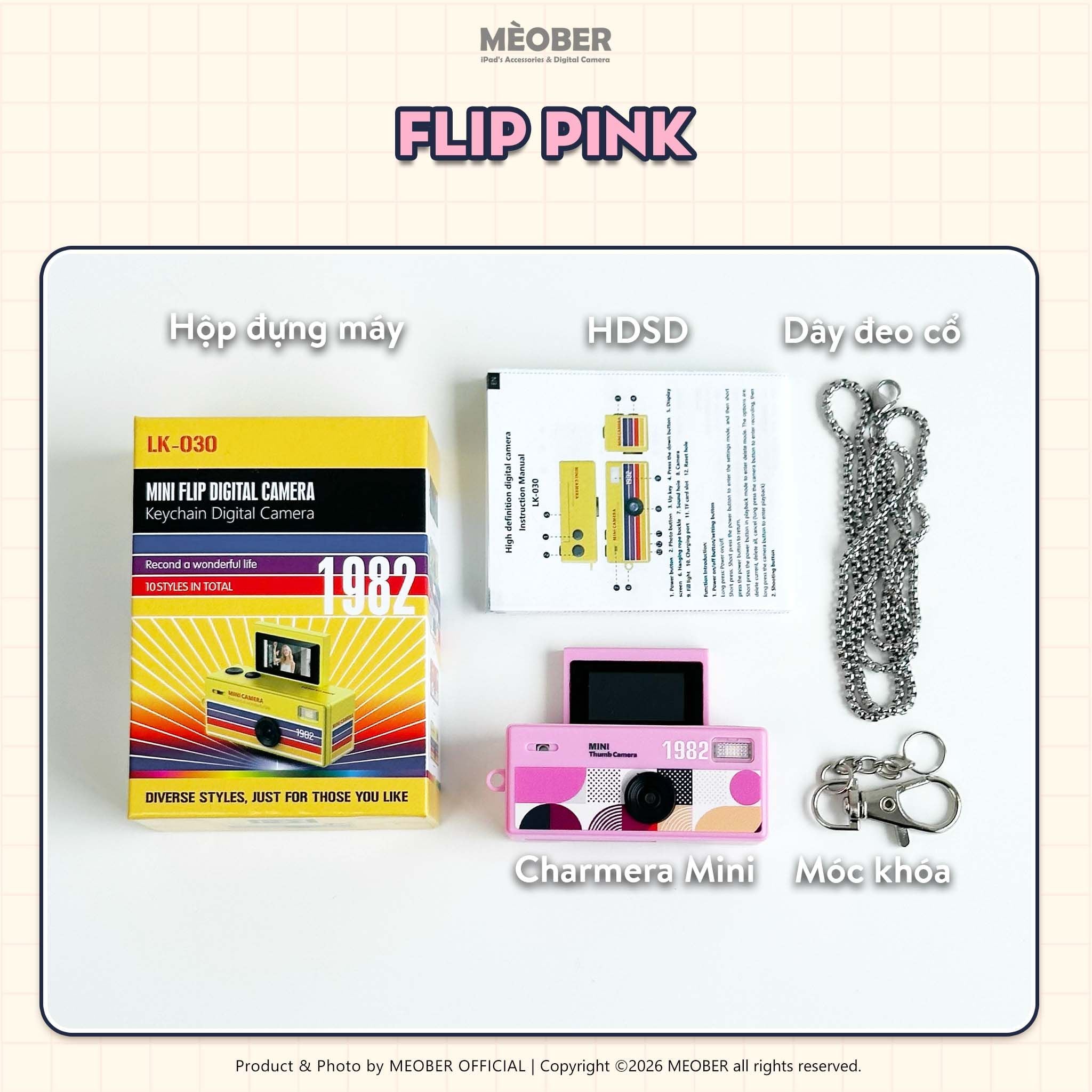  Máy ảnh kĩ thuật số digital Charmera Mini - quay chụp màu phim, màn hình lật, siêu mỏng nhỏ gọn by MèoBer 