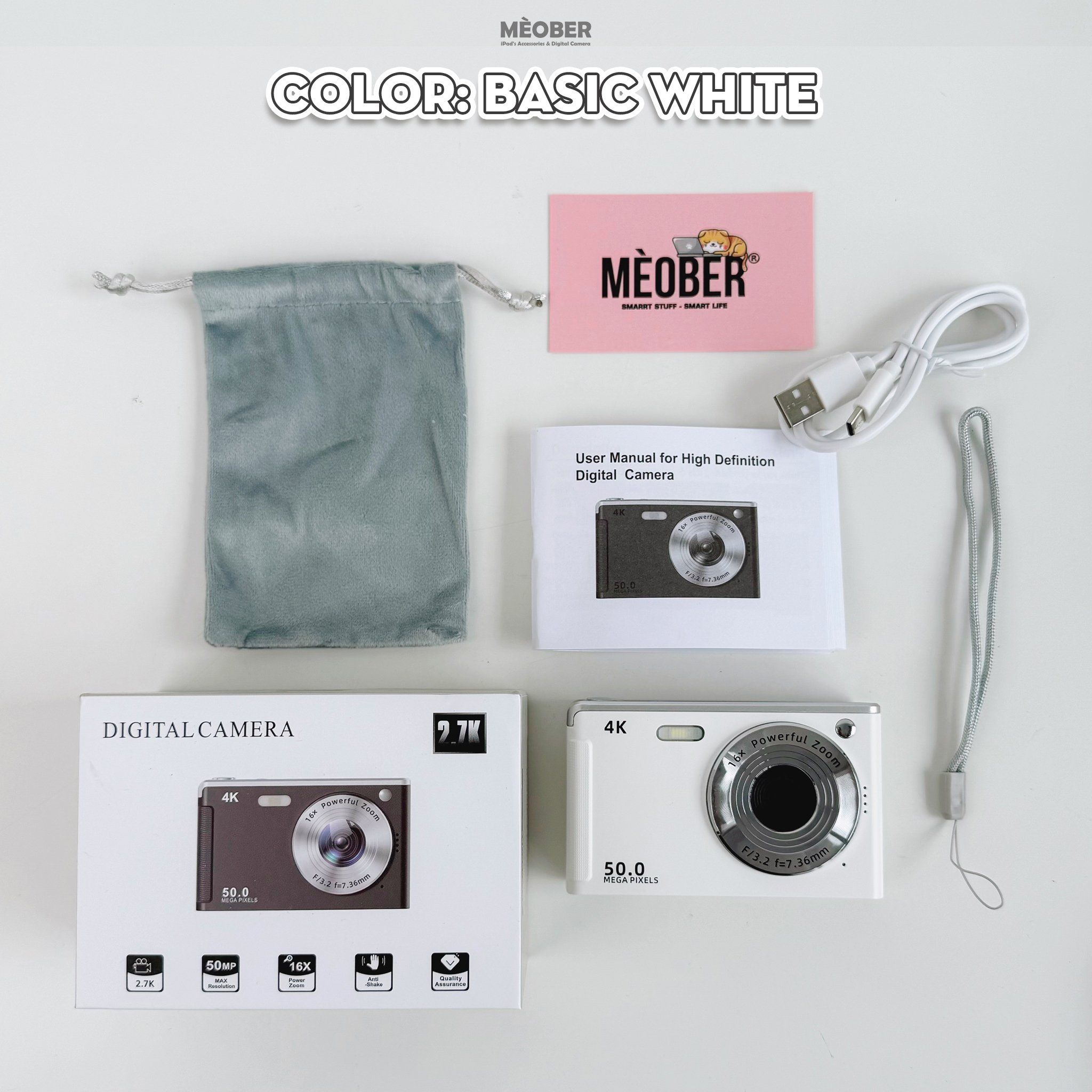  [Tặng thẻ nhớ] Máy ảnh kĩ thuật số digital CCD Pro Camera - quay, chụp 50MP sắc nét, nhỏ gọn phong cách Y2K by MèoBer 