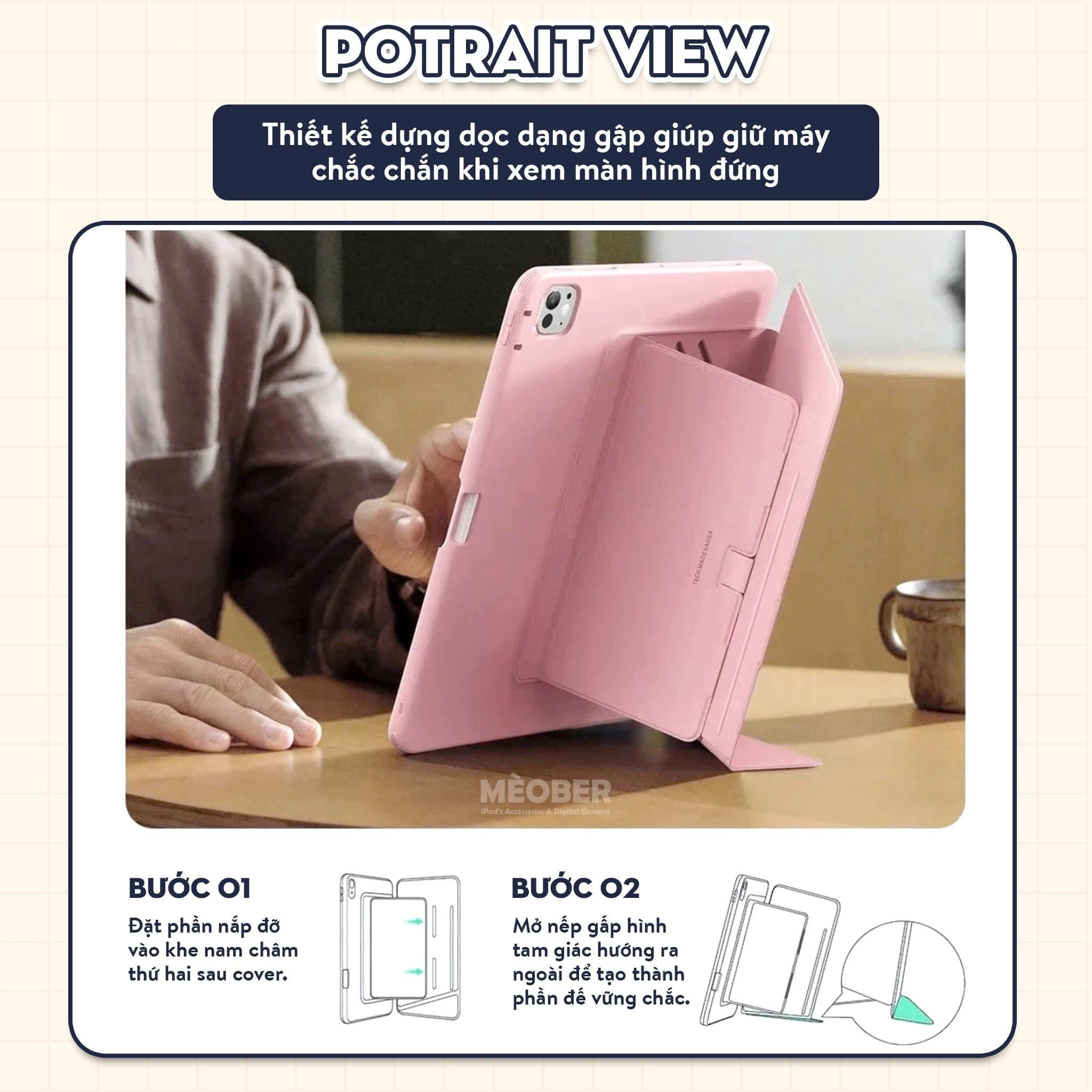  Bao da iPad Ultra Stand Cover - Có chân đứng xoay ngang dọc, siêu chống sốc by MèoBer 