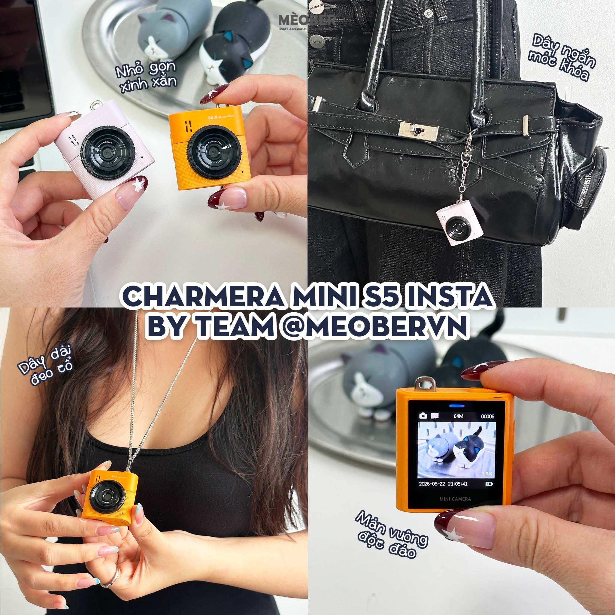  Máy Ảnh Móc Khóa Series Charmera Mini S5 Insta & A5 Polaroid ZooFamily – Chụp 64MP, quay video, filter & sticker độc quyền Y2K by MèoBer 