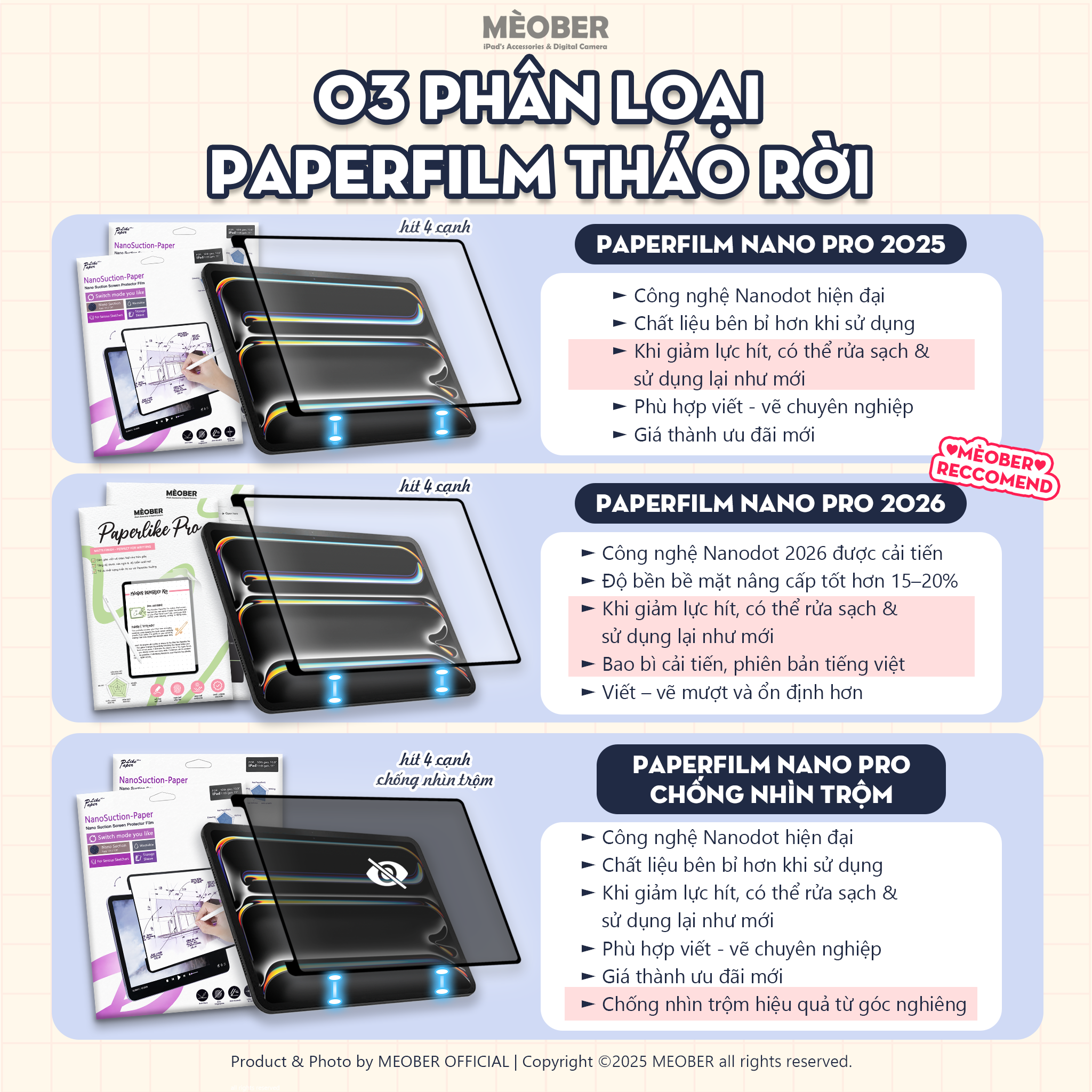  [Made in Japan] Dán màn hình iPad Paperlike Nano - Nhám mịn mới, hỗ trợ tháo rời nano, tăng cường hiển thị by MèoBer 