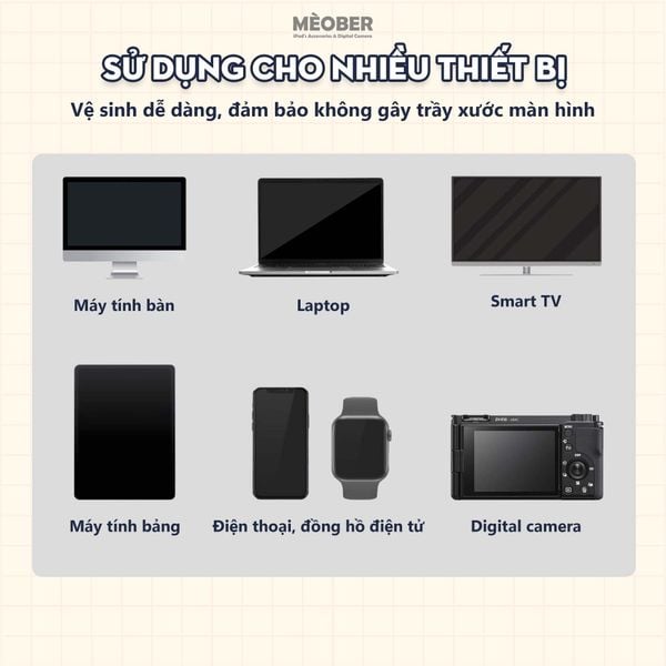  Khăn lau màn hình Premium Polishing Cloth Microfiber by MèoBer cho điện thoại, iPad, MacBook, Digicam 