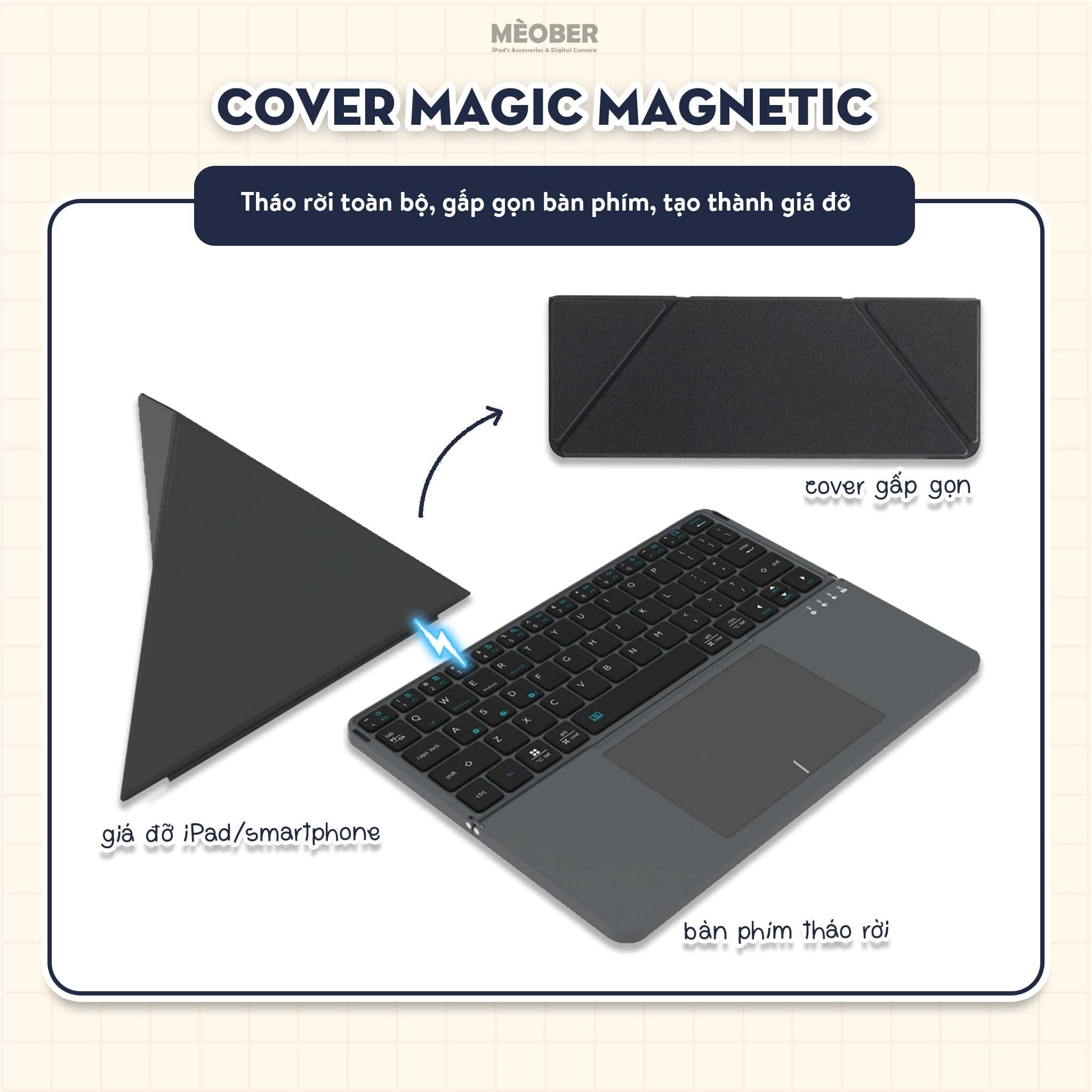 Bàn phím gập kiêm giá đỡ Foldable Keyboard dành cho iPad, Smartphone, Laptop, kết nối Bluetooth 3-in-1, stand cover tháo rời by MèoBer 