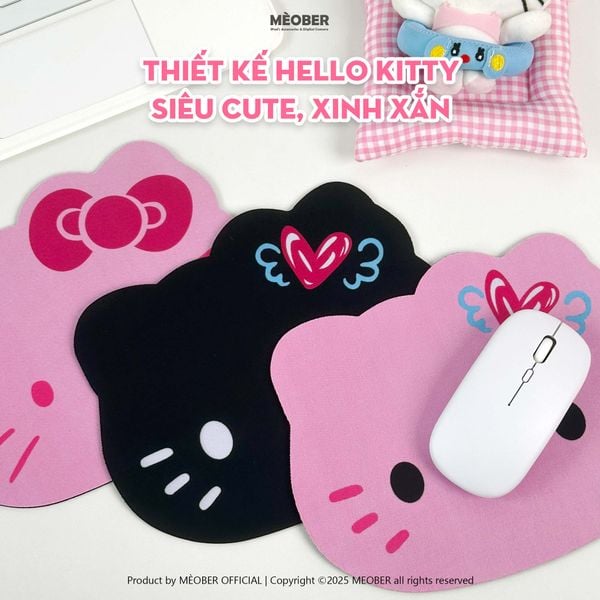  Lót Chuột Máy Tính Hello Kitty Phong Cách Dễ Thương, Chống Thấm Chống Trượt 2.0 - MEOBER.VN 