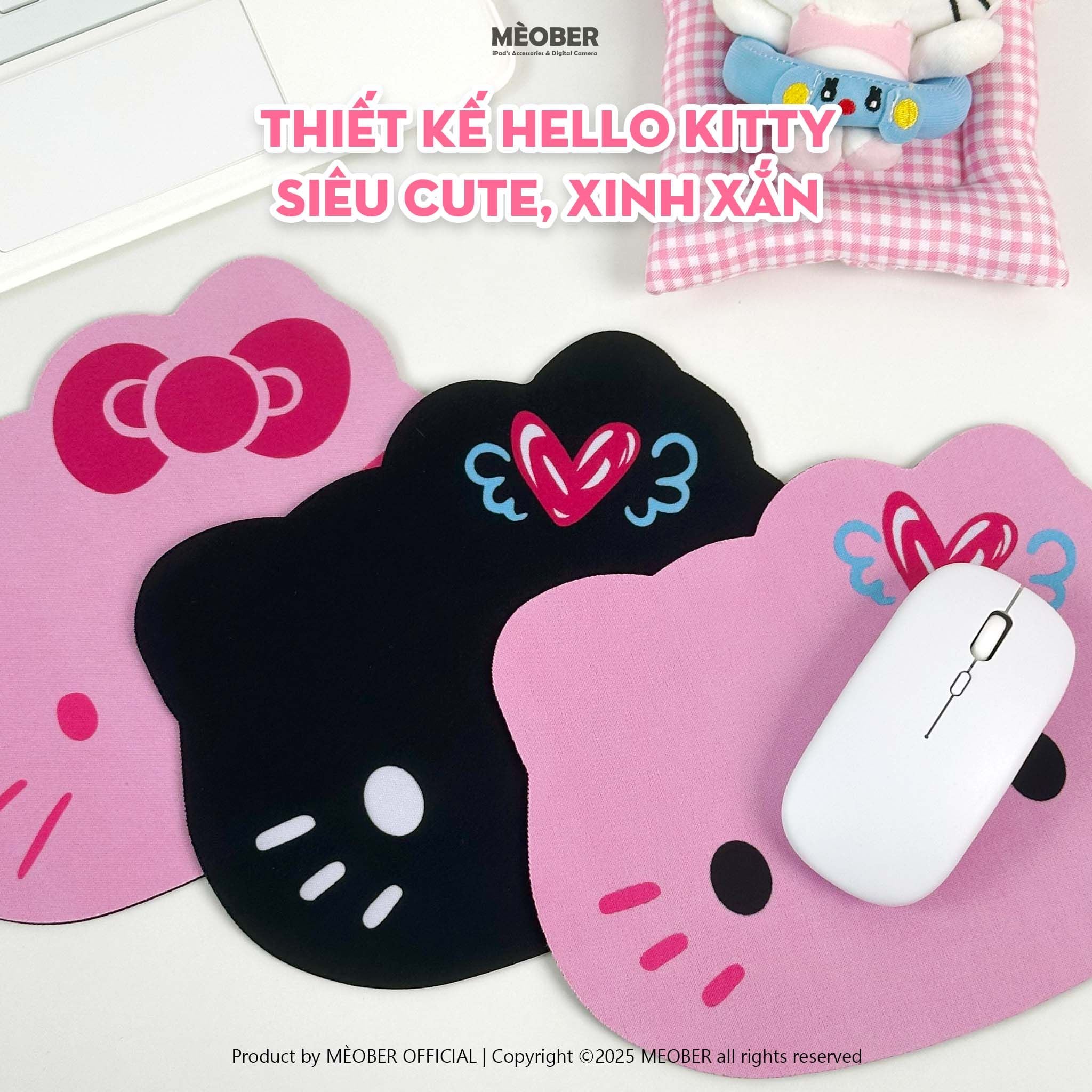  Lót Chuột Máy Tính Hello Kitty Phong Cách Dễ Thương, Chống Thấm Chống Trượt 2.0 - MEOBER.VN 