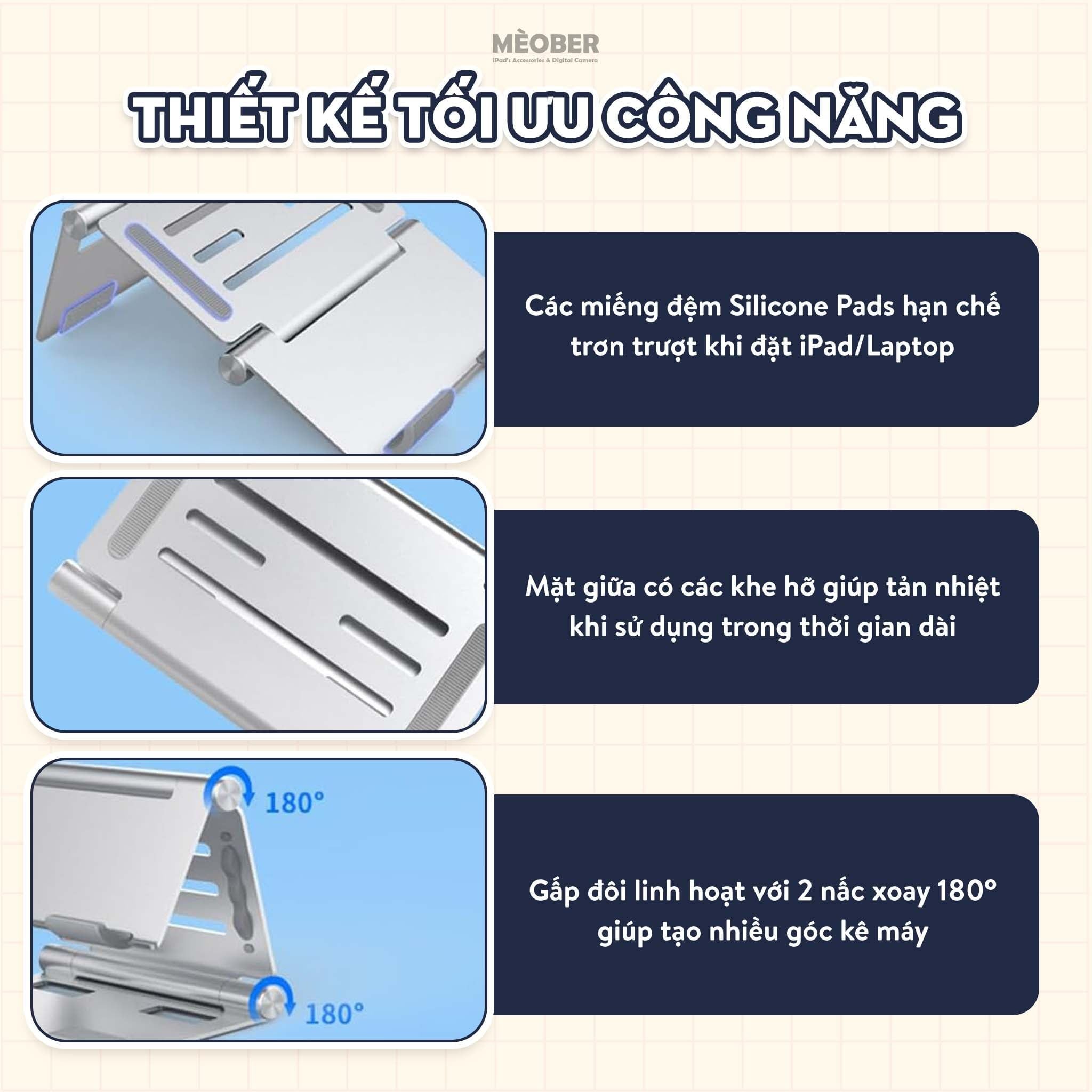  Giá đỡ Magic Fold đa năng - Chất liệu nhôm cao cấp, gấp gọn dễ dàng linh hoạt kê iPad, laptop by MèoBer 
