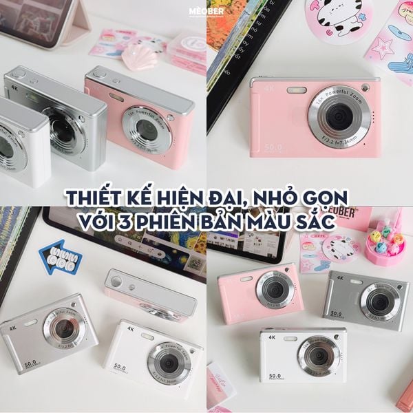  [Tặng thẻ nhớ] Máy ảnh kĩ thuật số digital CCD Pro Camera - quay, chụp 50MP sắc nét, nhỏ gọn phong cách Y2K by MèoBer 