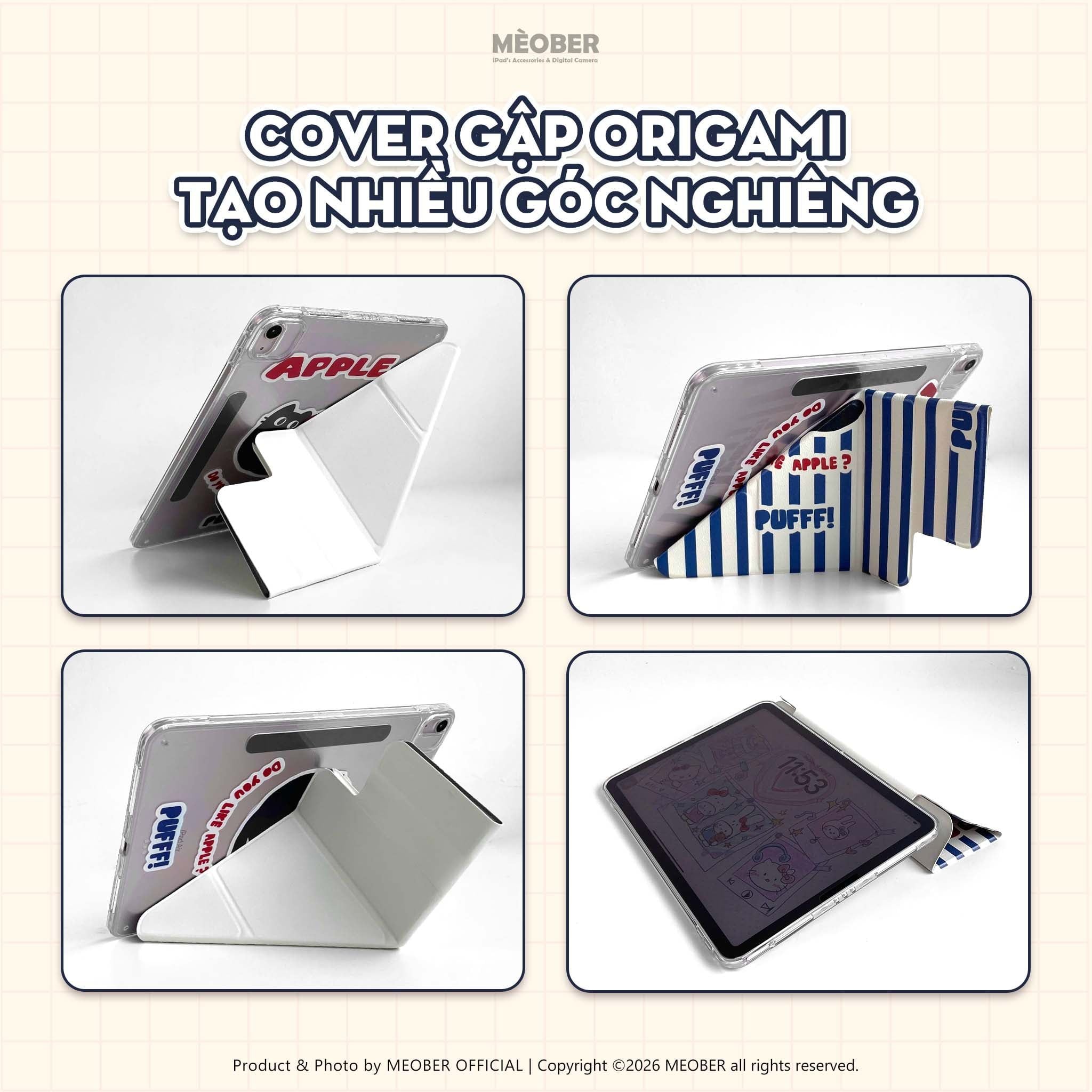  Bao da iPad Origami Cute Double Magnetic, Cover tháo rời & hít đôi dành cho iPad Gen, Pro 11, Air 2026, A16 v.v by MèoBer 