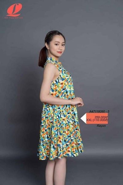A47118090 - Đầm mặc nhà TOLE (LANH) cài nút  họa tiết đơn giản