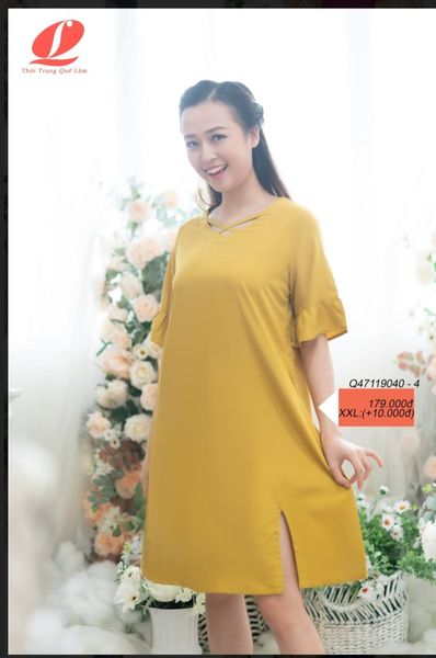 Q47119040 - Đầm mặc nhà RAYON màu dáng xuông mềm mát