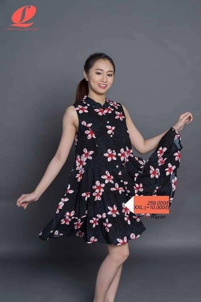 A47118090 - Đầm mặc nhà TOLE (LANH) cài nút  họa tiết đơn giản