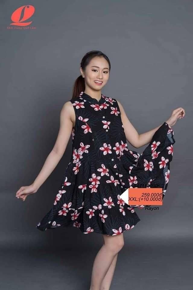A47118090 - Đầm mặc nhà TOLE (LANH) cài nút  họa tiết đơn giản