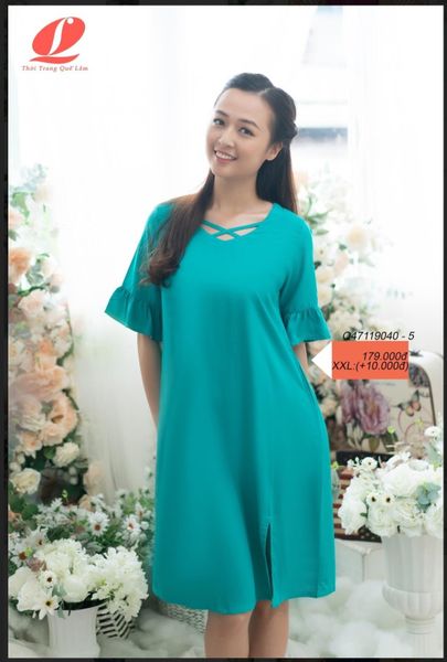 Q47119040 - Đầm mặc nhà RAYON màu dáng xuông mềm mát