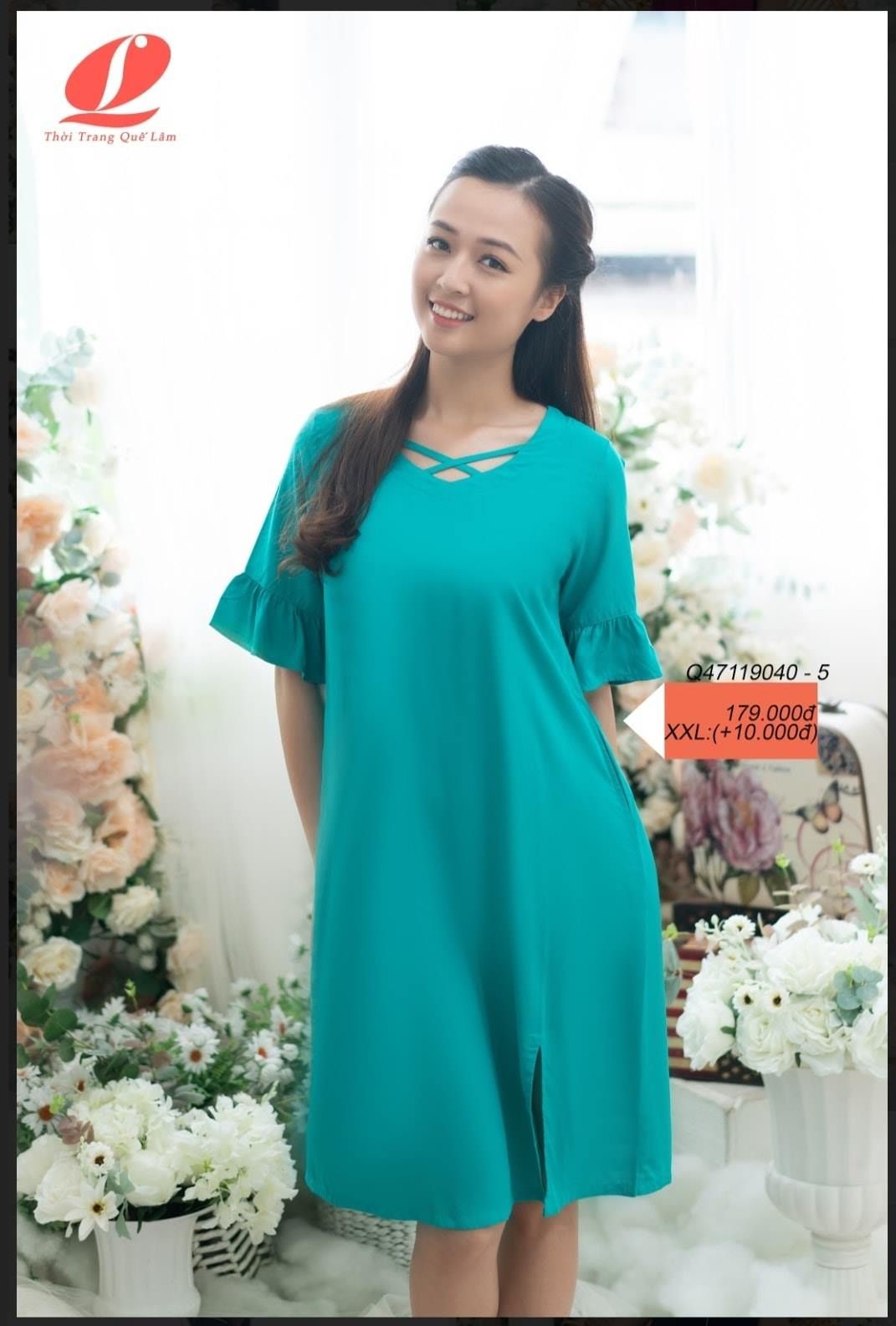 Q47119040 - Đầm mặc nhà RAYON màu dáng xuông mềm mát
