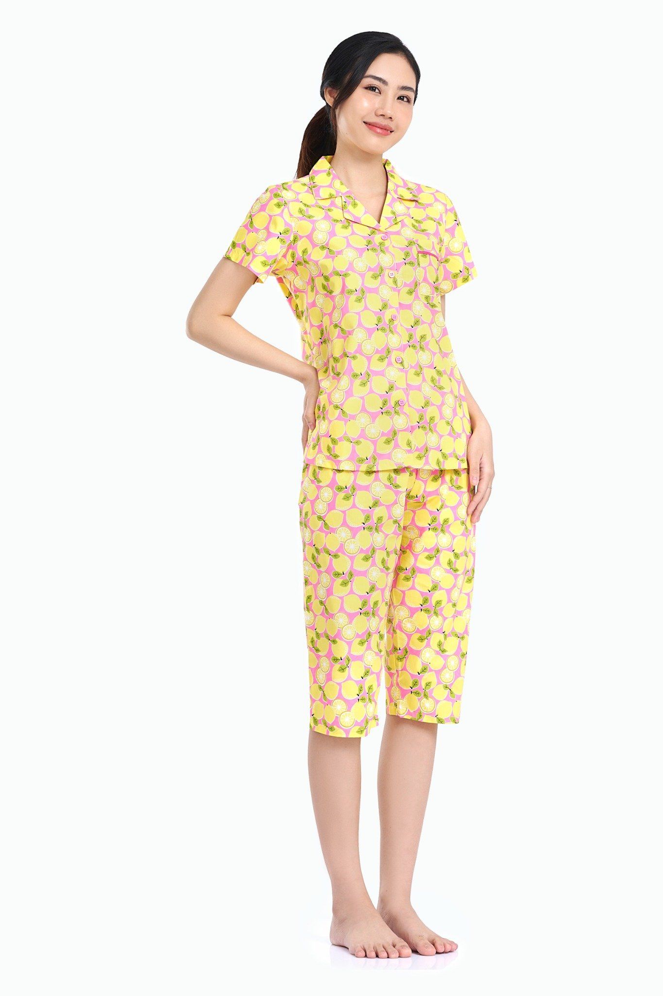Đồ bộ mặc nhà bộ lửng COTTON in hoa - Z44219040