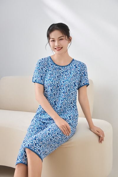 A441142501 - Bộ lửng mặc nhà Ailai chất lanh hoa mềm mại, thoáng mát