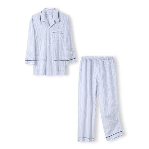 Z55312412 - Bộ Pijama Nam Trung Niên Kẻ Sọc Caro Tay Dài Chất Vải Kate Thoáng Mát