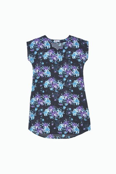 Q47119020 - Váy nữ mặc nhà tay cánh dơi dáng rộng vải Rayon hoa