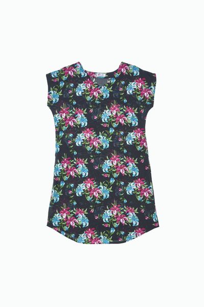 Q47119020 - Váy nữ mặc nhà tay cánh dơi dáng rộng vải Rayon hoa