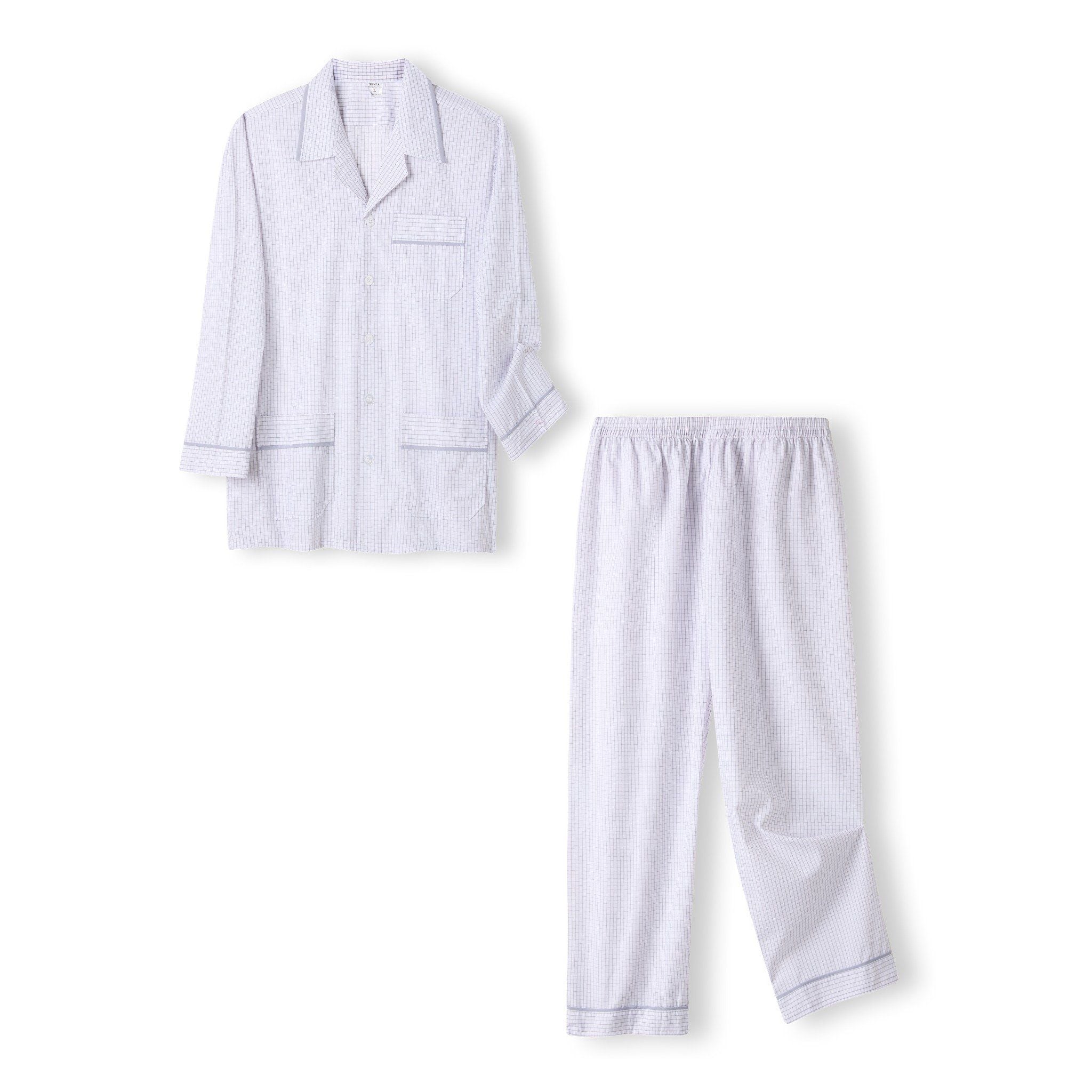 Z55312412 - Bộ Pijama Nam Trung Niên Kẻ Sọc Caro Tay Dài Chất Vải Kate Thoáng Mát