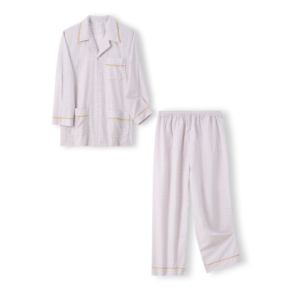 Z55312412 - Bộ Pijama Nam Trung Niên Kẻ Sọc Caro Tay Dài Chất Vải Kate Thoáng Mát