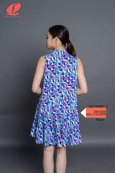 A47118090 - Đầm mặc nhà TOLE (LANH) cài nút  họa tiết đơn giản