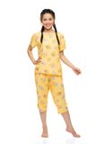  A44112303 - Bộ lửng rayon (viscose) hoa, cổ thuyền, tay ngắn khoét vai, phối viền 