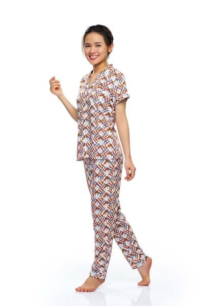 A45112301 - Bộ dài rayon mềm mát cổ daton viền lé