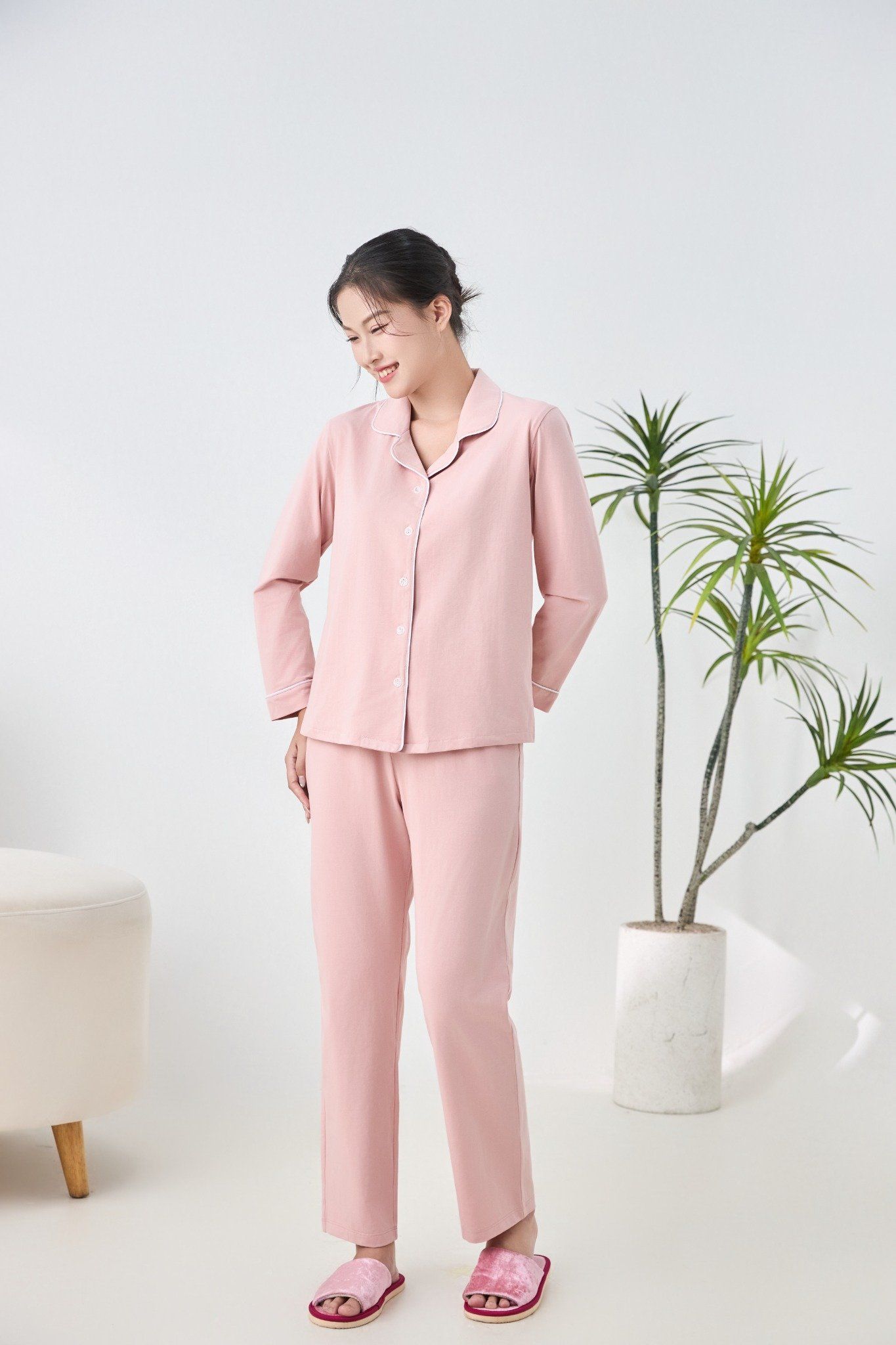 A45512401 - Bộ Pijama dài tay cao cấp Ailai thun dệt kim